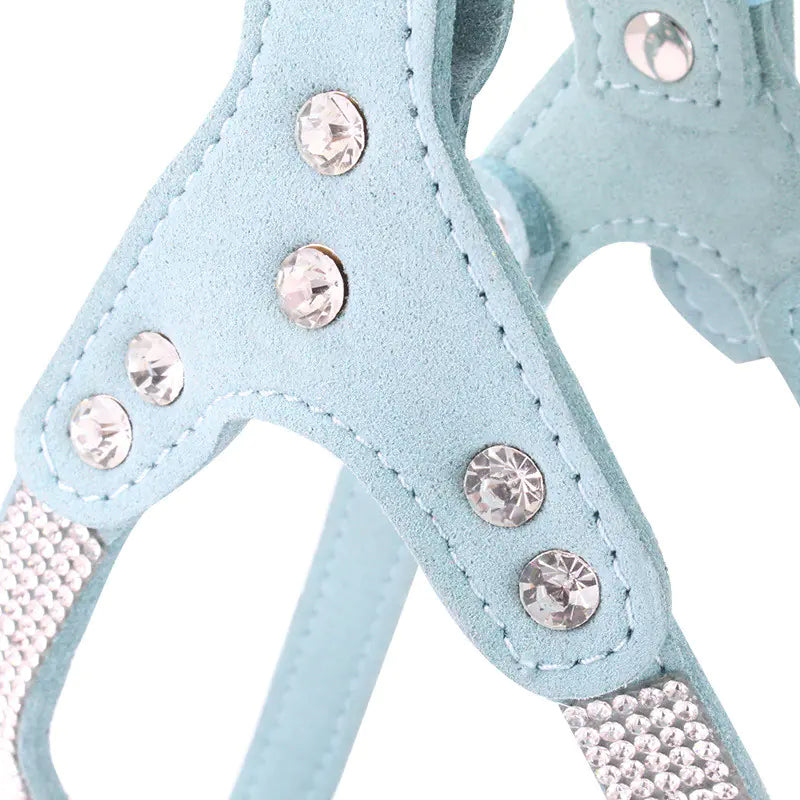 New Rhinestone Pet Harness with Soft Faux Leather