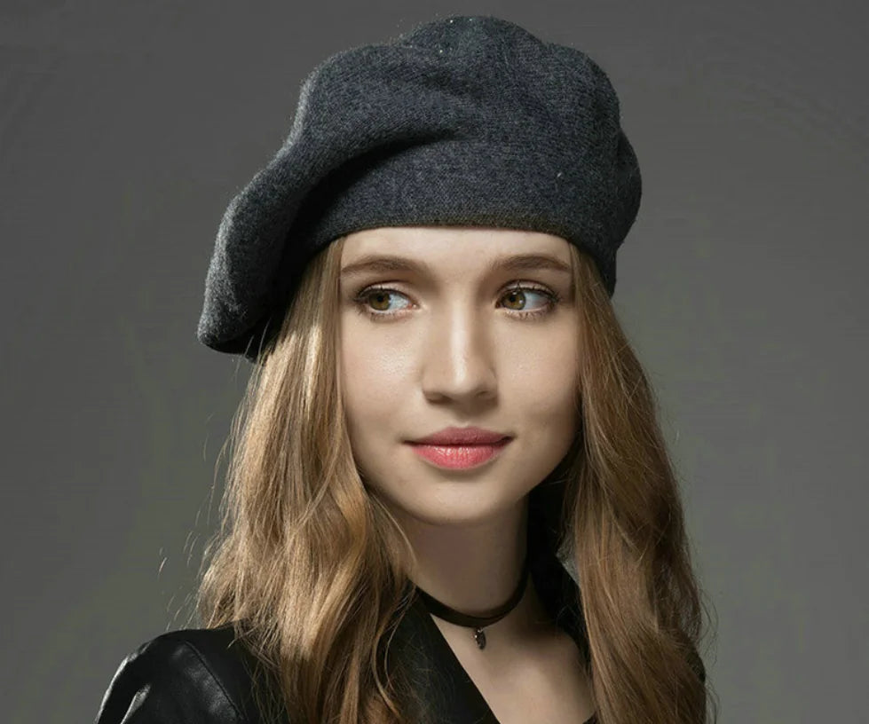 Chic Wool Rhinestone Beret