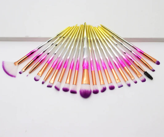 20-Piece Precision Eye Brush Kit with Gemstone Handles