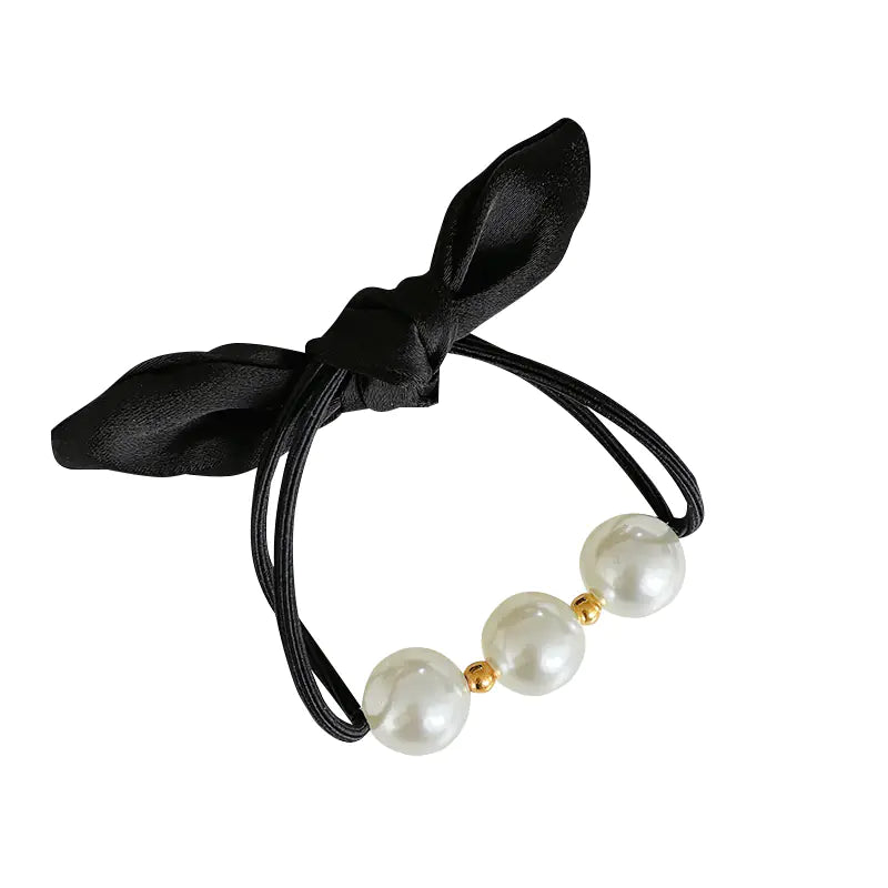 Chic French Bow Pearl Hair Ring