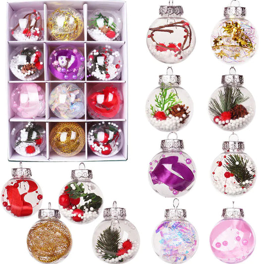 12pc Crystal Clear Christmas Ornaments