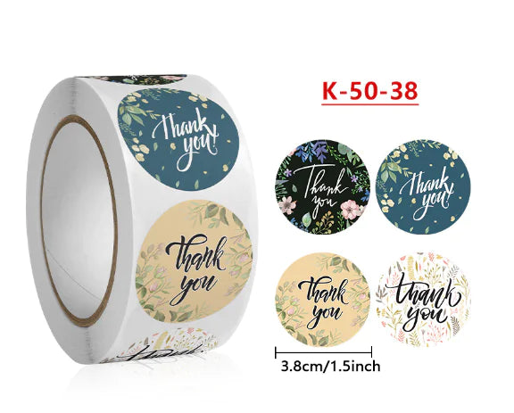 500pcs Floral Gratitude Stickers for Celebrations