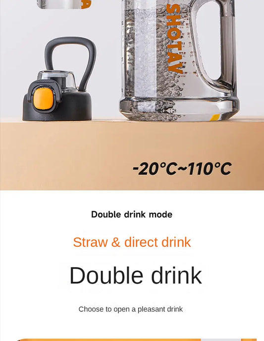 2000ml Durable Sport Hydration Bottle with Straw