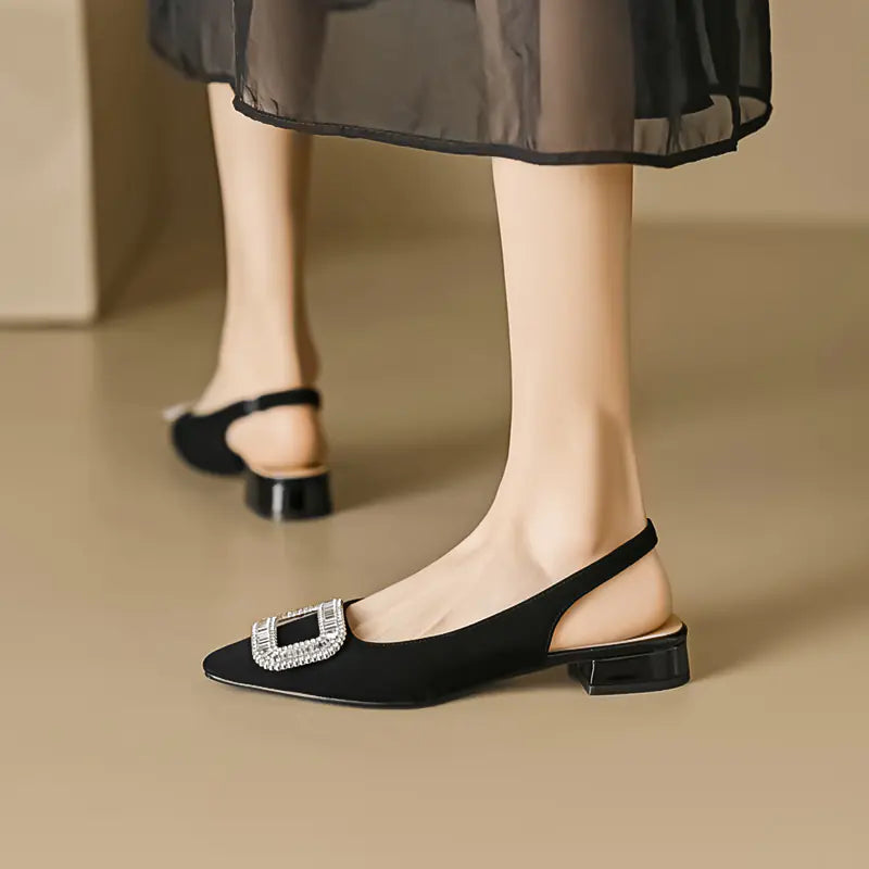 Chic Rhinestone Buckle Sandals