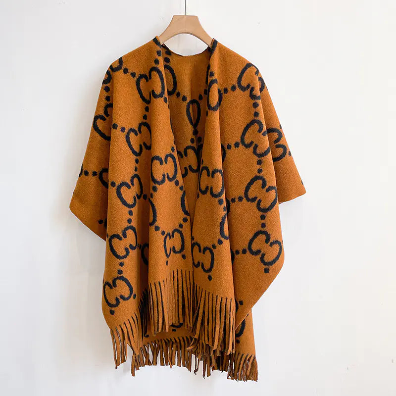 UK Plaid Chic Shawl Cape for Women