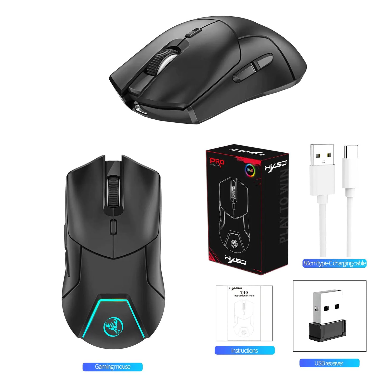 HXSJ Silence+ 4000DPI Wireless Gaming Mouse