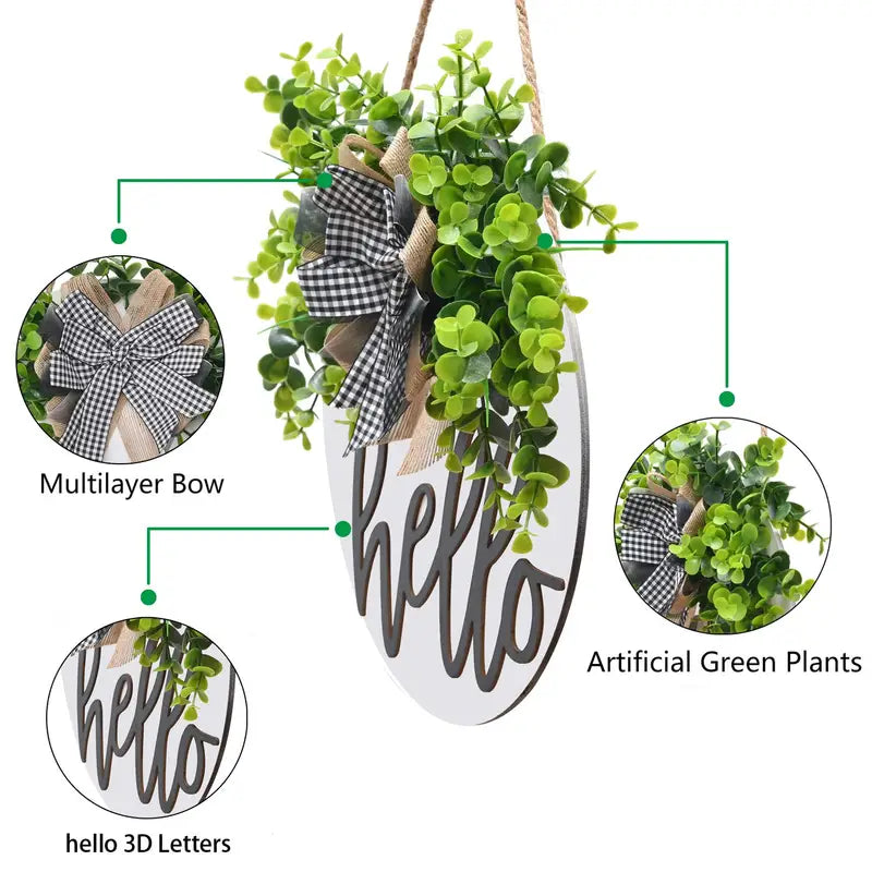 Circular Wooden Greeting Plaque for Door