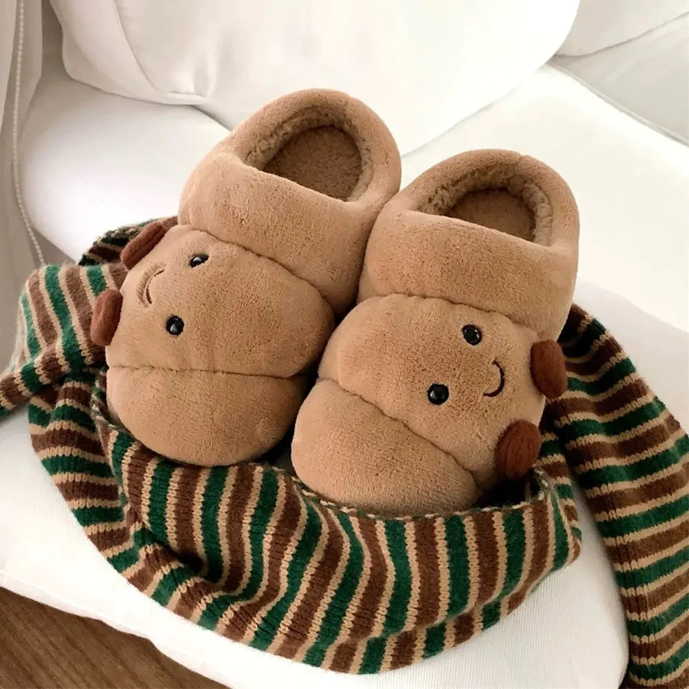 Plush Bread-Like Cotton Slippers