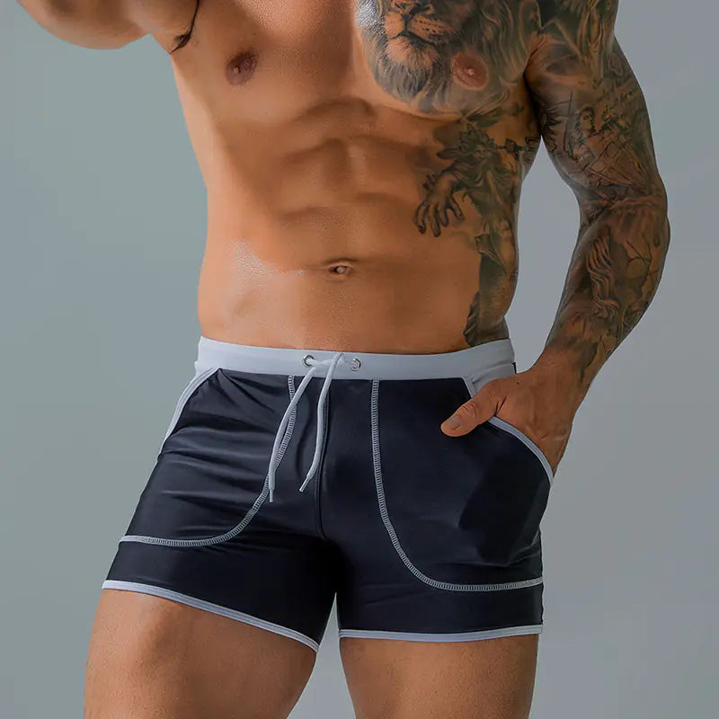 Men's Quick-Dry Nylon Swim Trunks with Pockets