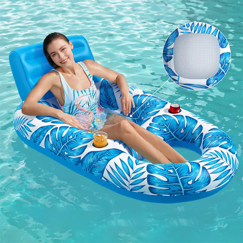 AquaLeaf Inflatable Lounger with Drink Dock