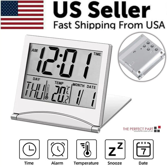 Portable LCD Travel Clock with Temperature