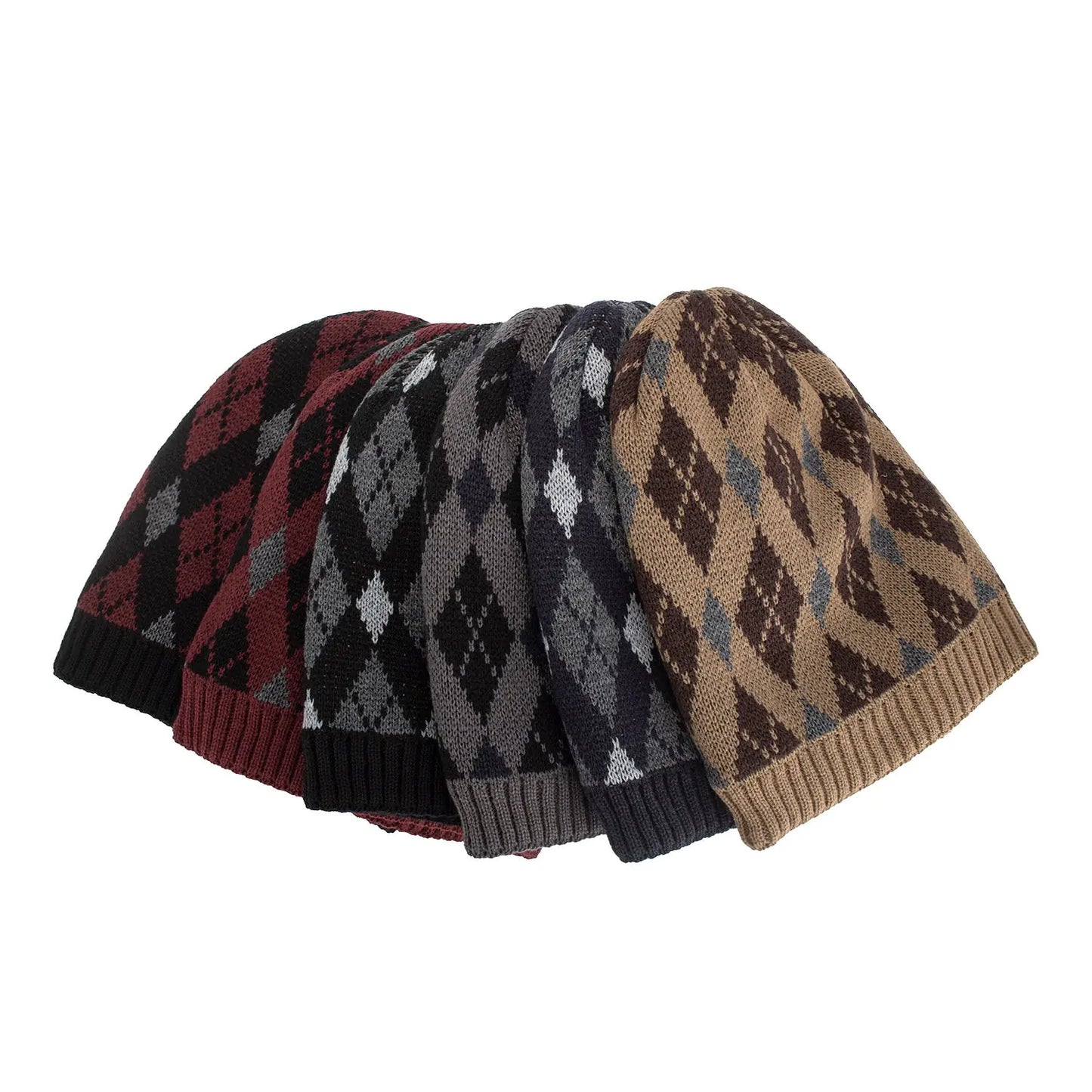 Tricolor Chic Diamond Knit Hat