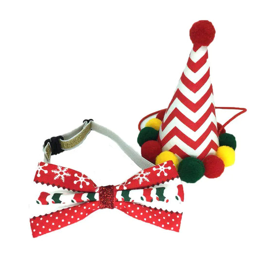 New Pet Christmas Ornament with Hat and Bow Tie