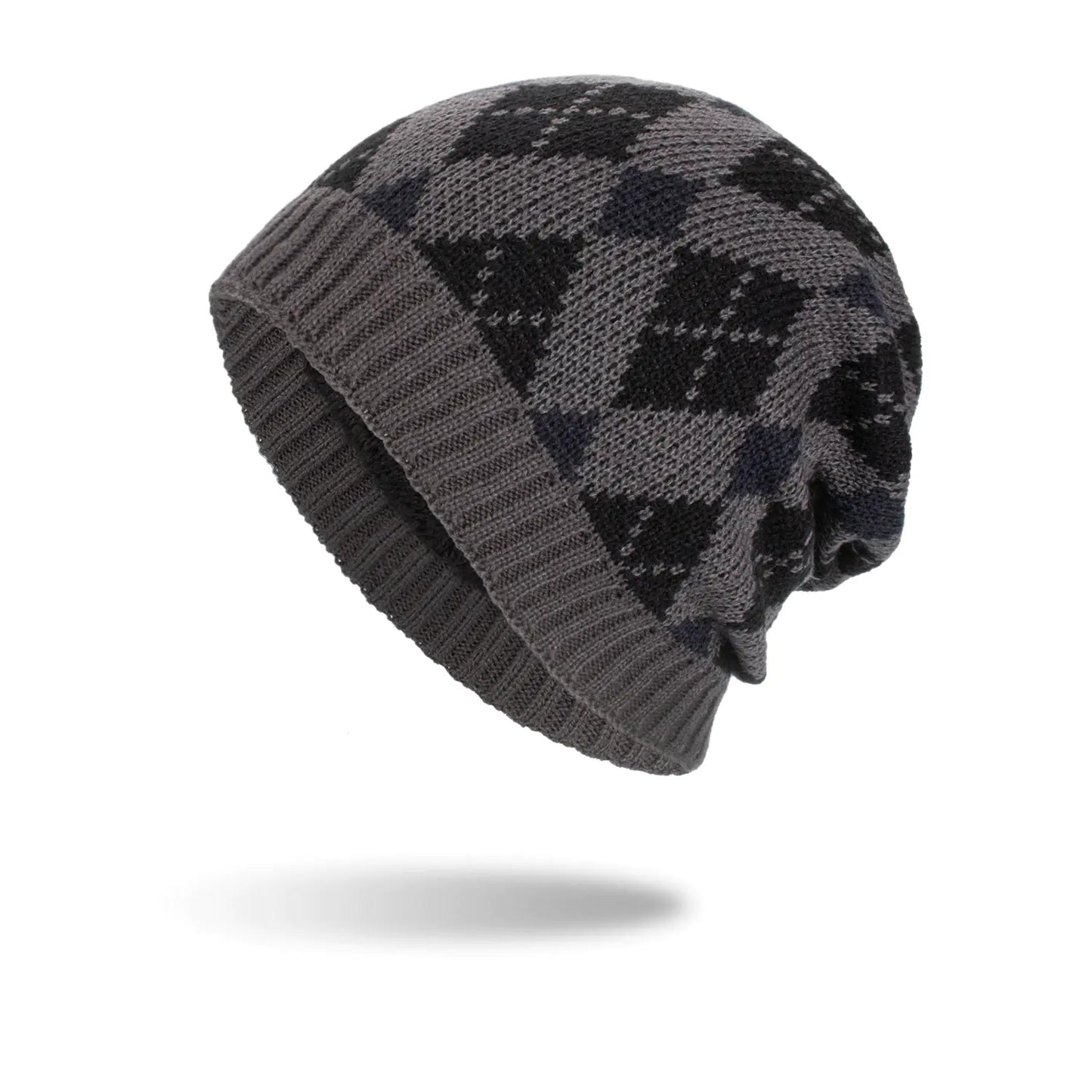 Tricolor Chic Diamond Knit Hat