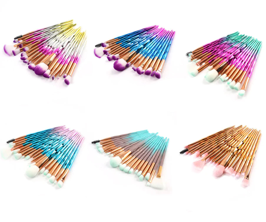 20-Piece Precision Eye Brush Kit with Gemstone Handles