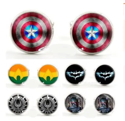 Men's Elegant Black Suit Cufflinks with Gemstones