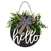 Circular Wooden Greeting Plaque for Door
