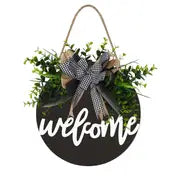 Circular Wooden Greeting Plaque for Door