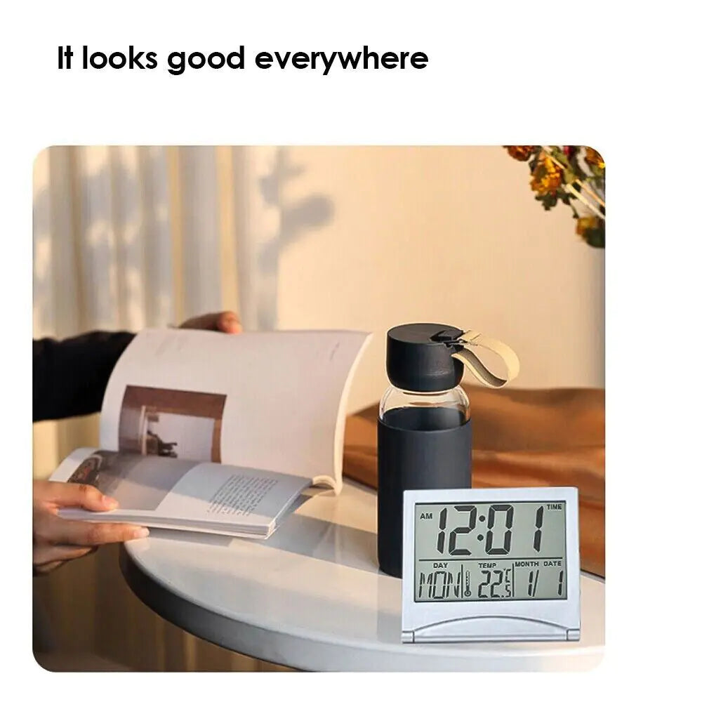 Portable LCD Travel Clock with Temperature