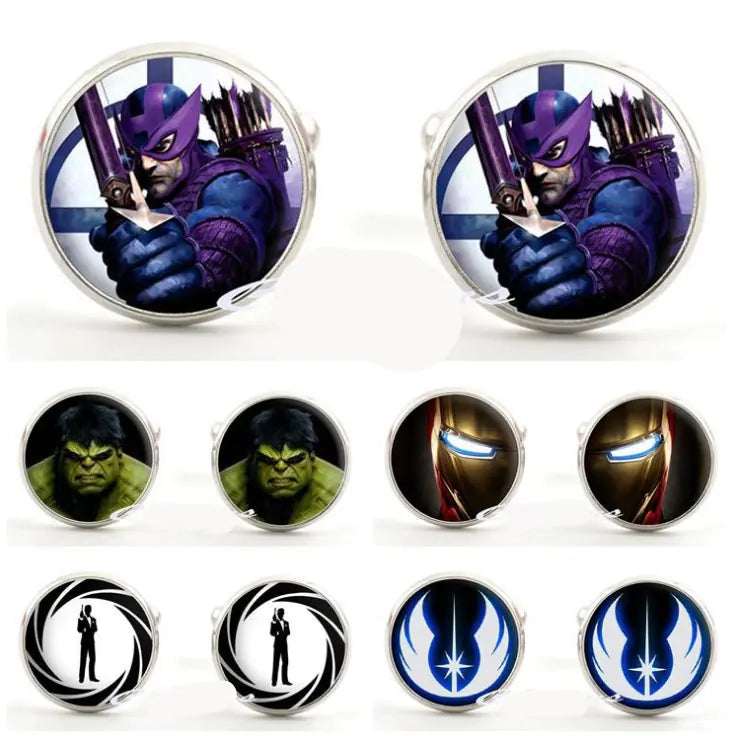 Men's Elegant Black Suit Cufflinks with Gemstones