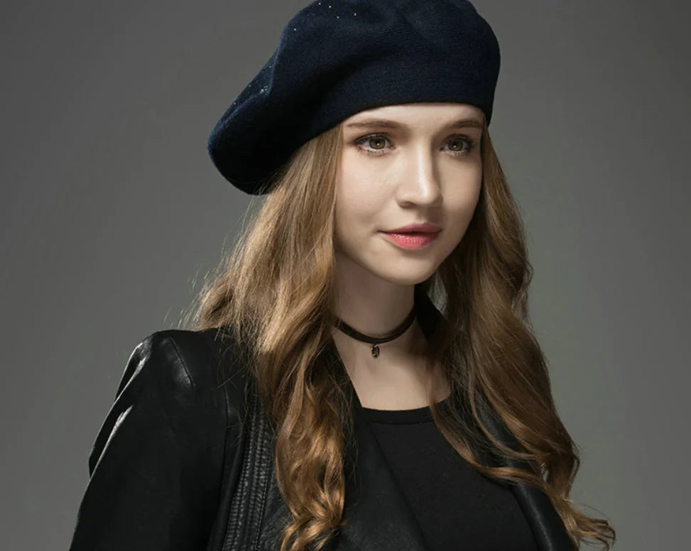 Chic Wool Rhinestone Beret