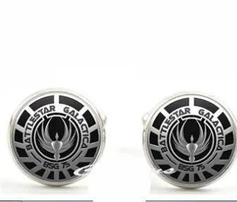 Men's Elegant Black Suit Cufflinks with Gemstones