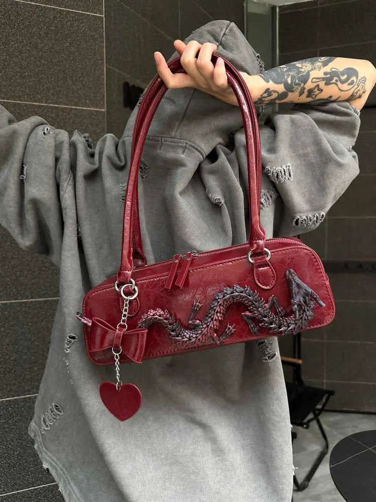 Crimson Dragon Chic Bowling Bag