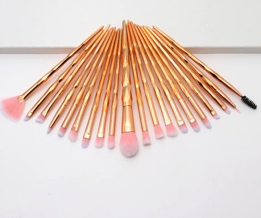 20-Piece Precision Eye Brush Kit with Gemstone Handles