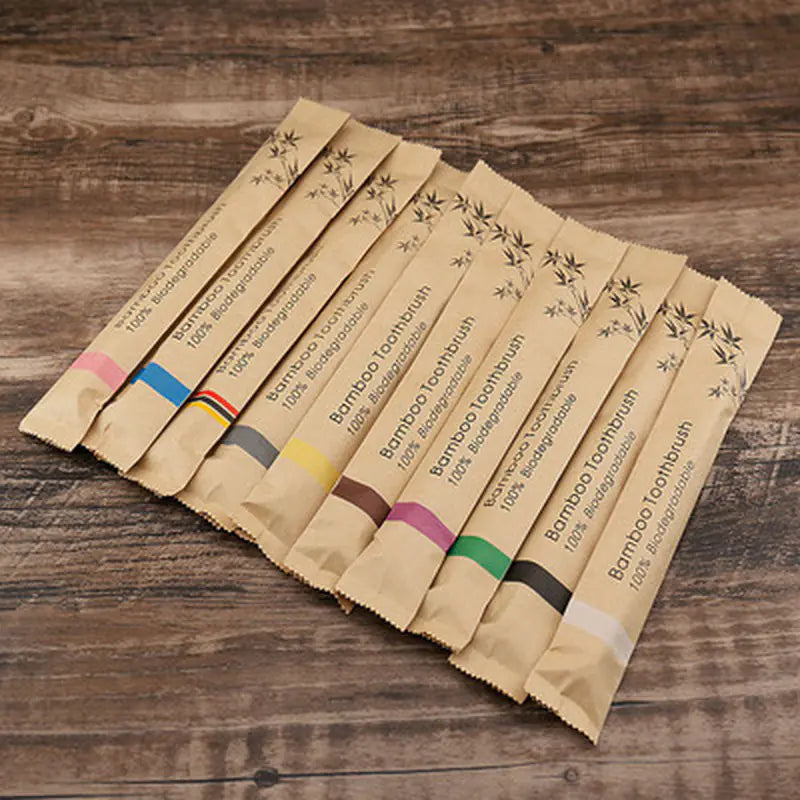 Eco-Friendly Bamboo Toothbrush 10-Pack with Soft Bristles