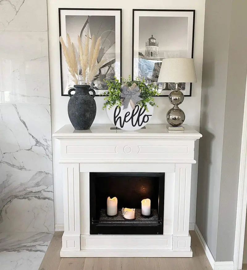 Circular Wooden Greeting Plaque for Door