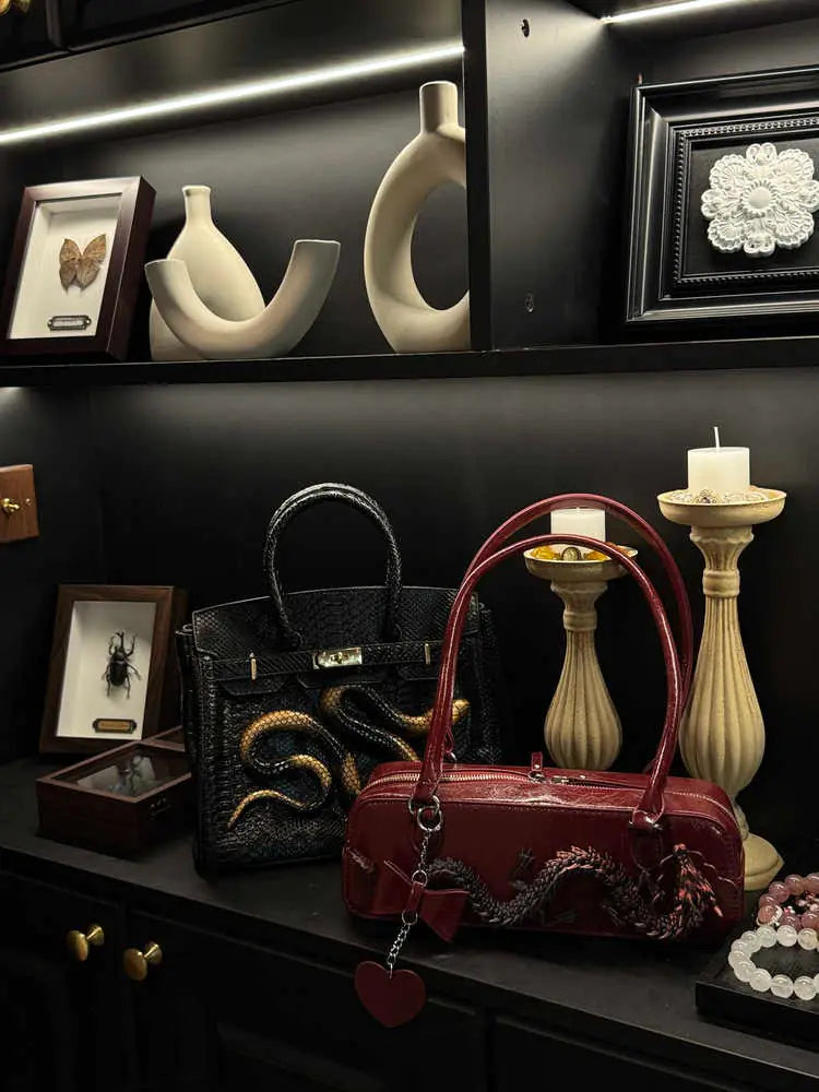 Crimson Dragon Chic Bowling Bag