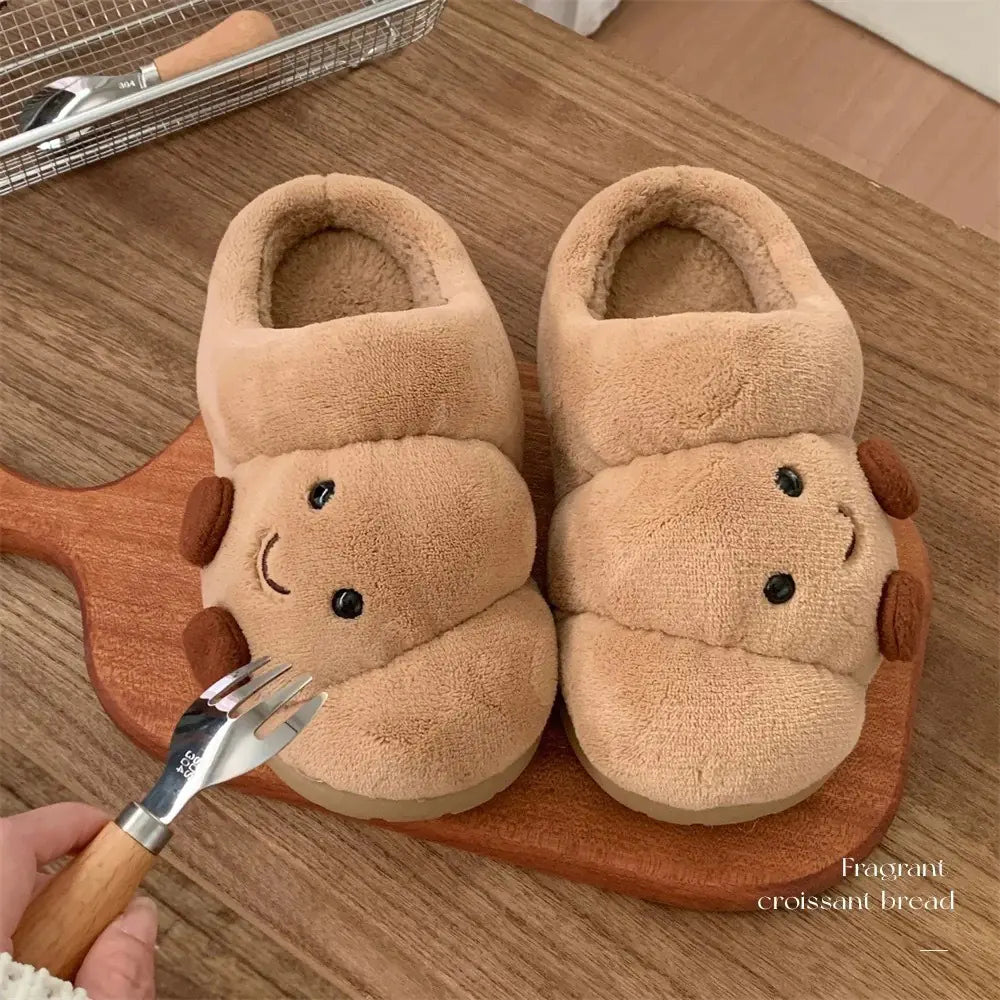 Plush Bread-Like Cotton Slippers