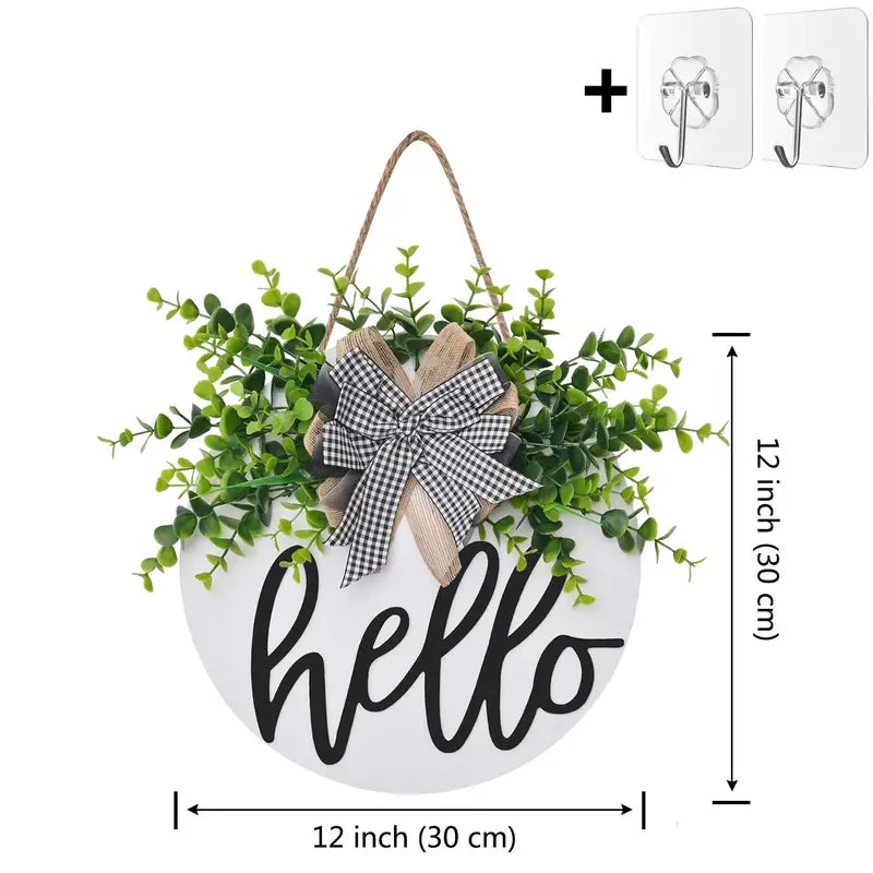 Circular Wooden Greeting Plaque for Door