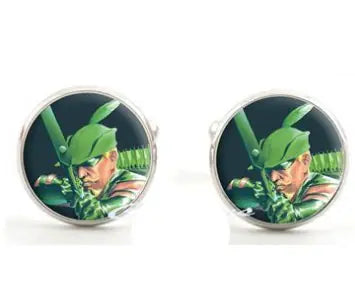 Men's Elegant Black Suit Cufflinks with Gemstones