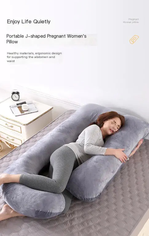 Velvet J-Shape Maternity Pillow
