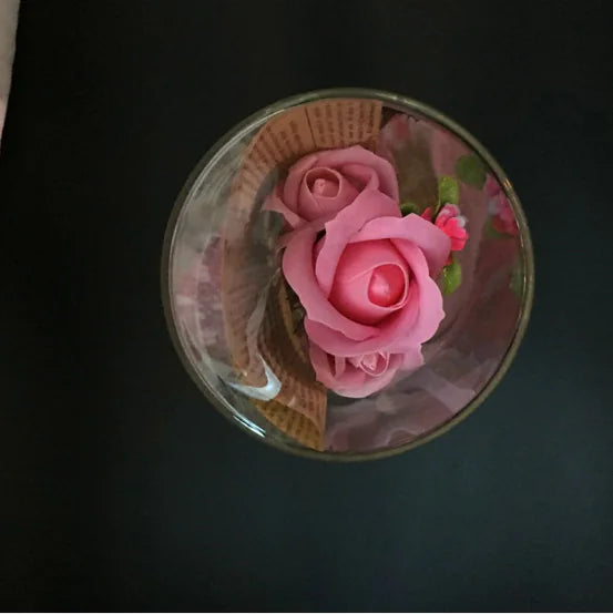 Eternal Flower Cylinder with Wooden Cork Glass Vase