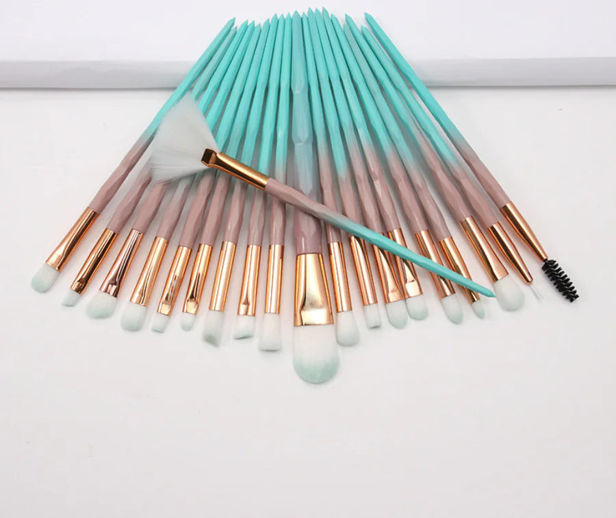 20-Piece Precision Eye Brush Kit with Gemstone Handles