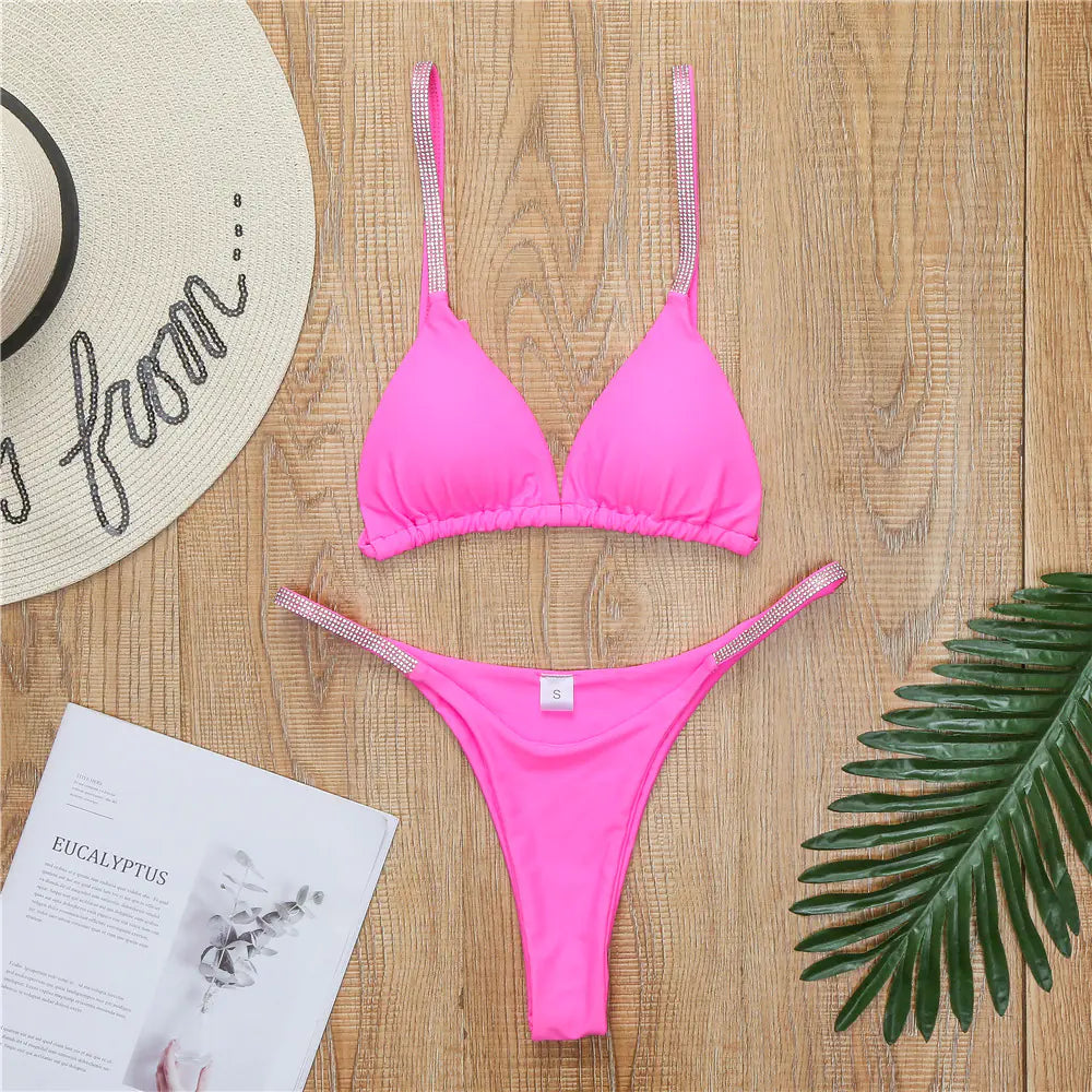 Glamorous Rhinestone Bikini Set