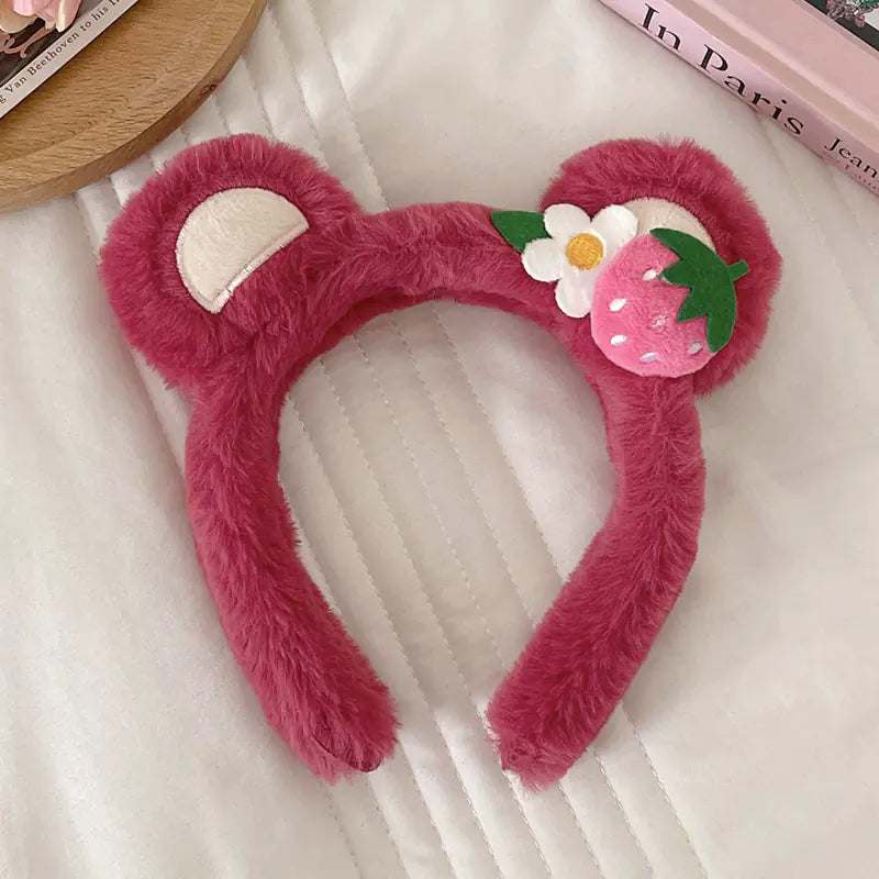 Chic Strawberry Bear Plush Headband