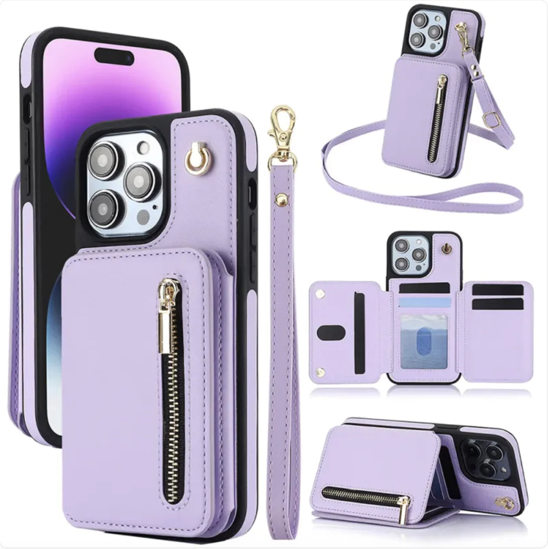 Crossbody Zip Wallet iPhone Case