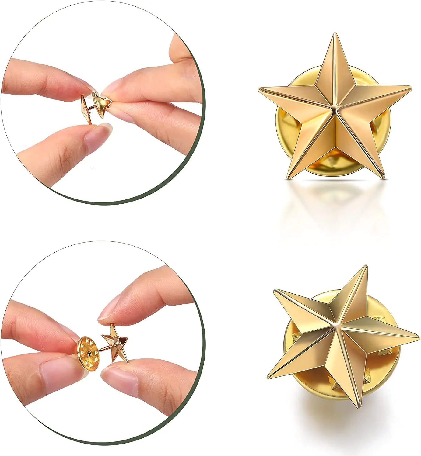 Chic Star Rivet Pins in Gold & Silver