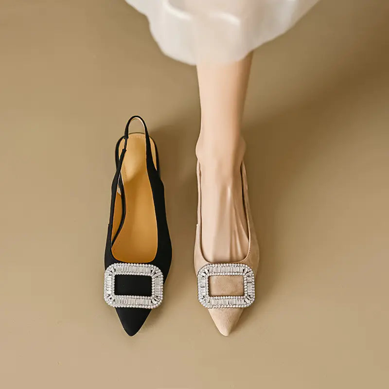 Chic Rhinestone Buckle Sandals