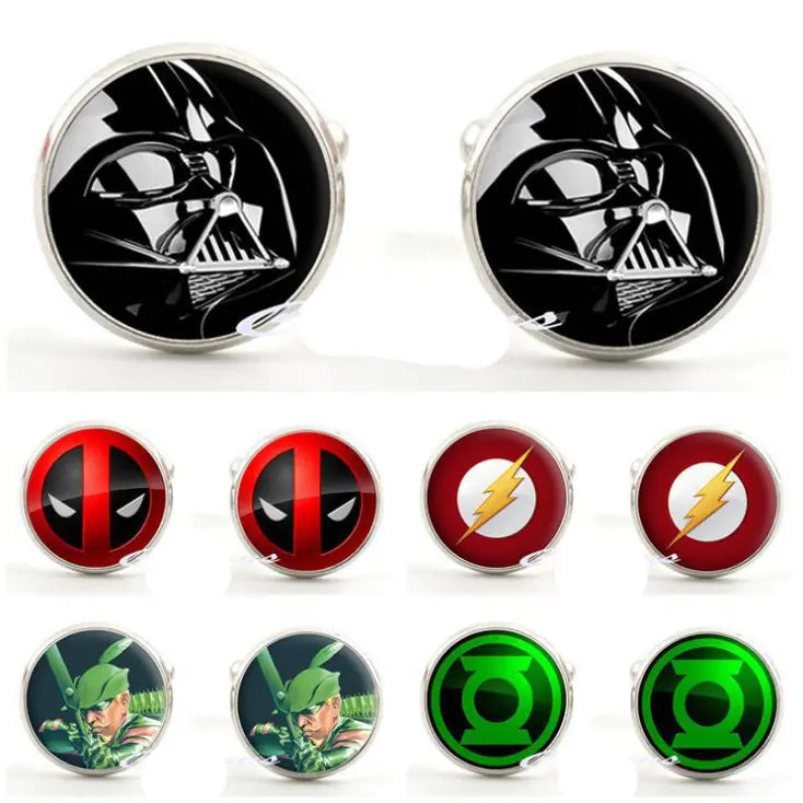 Men's Elegant Black Suit Cufflinks with Gemstones