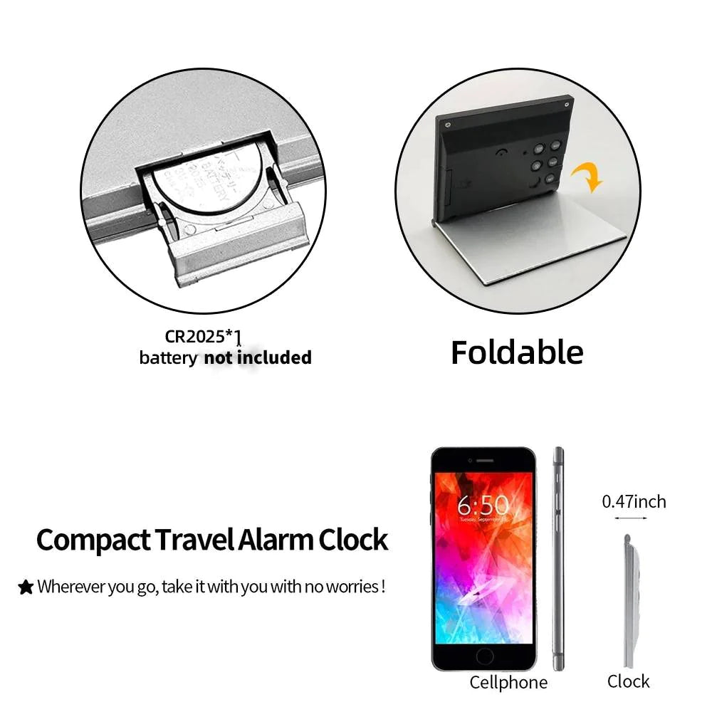 Portable LCD Travel Clock with Temperature