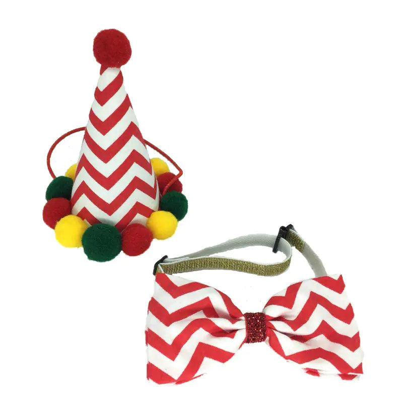 New Pet Christmas Ornament with Hat and Bow Tie
