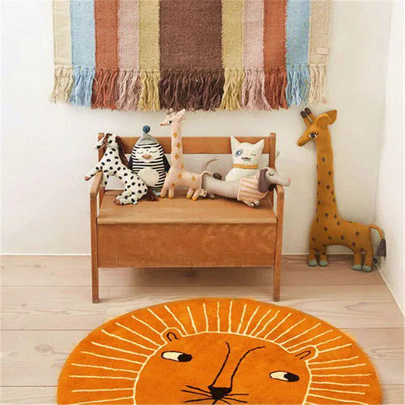 Plush Cartoon Style Round Rug
