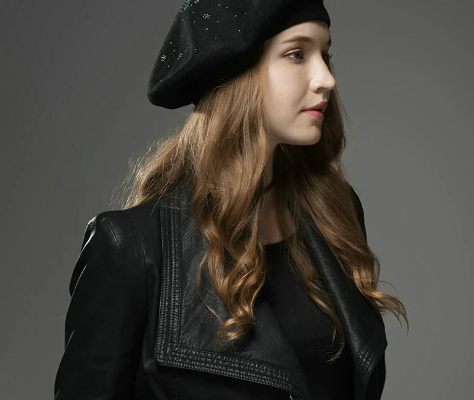 Chic Wool Rhinestone Beret