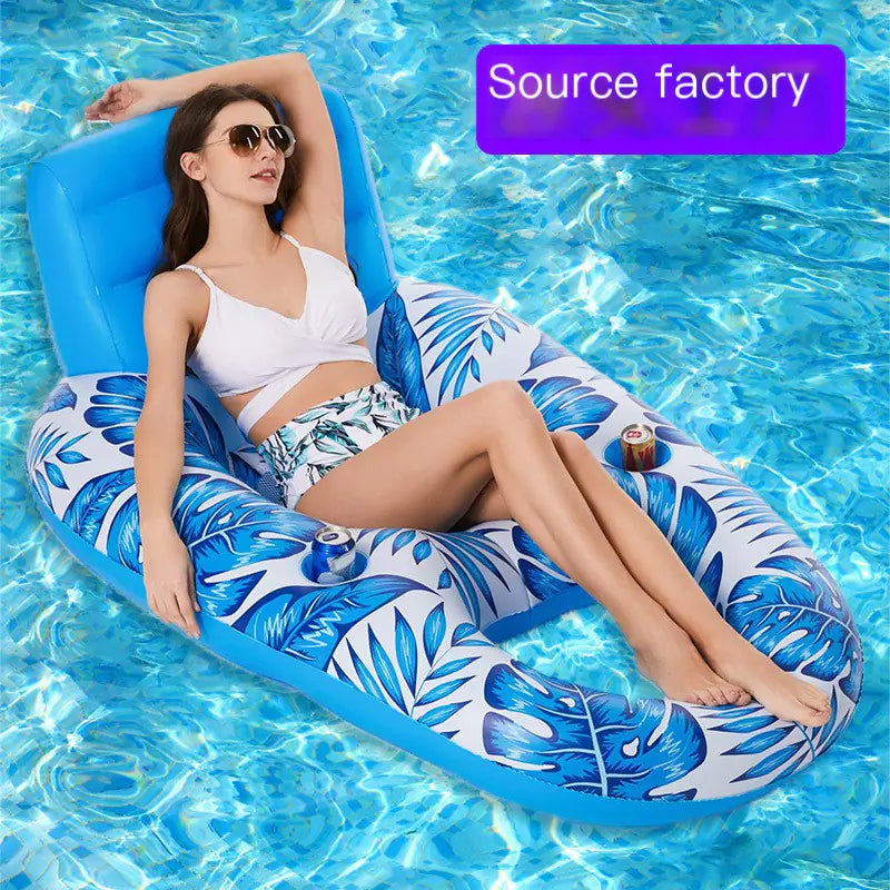 AquaLeaf Inflatable Lounger with Drink Dock
