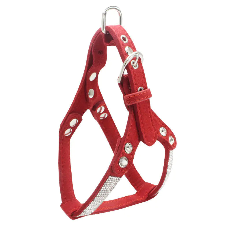 New Rhinestone Pet Harness with Soft Faux Leather