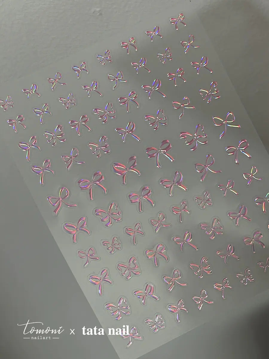 Elegant Crystal Bow Nail Decals